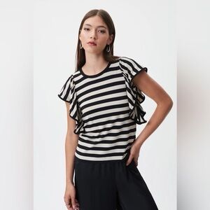 Joseph Ribkoff Black and White Striped Blouse